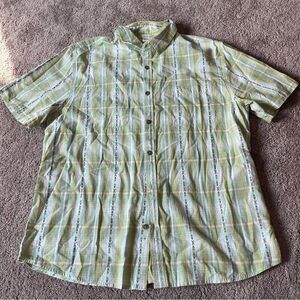 Carbon 2 Cobalt Men's Large Cotton Plaid Button-down Shirt.